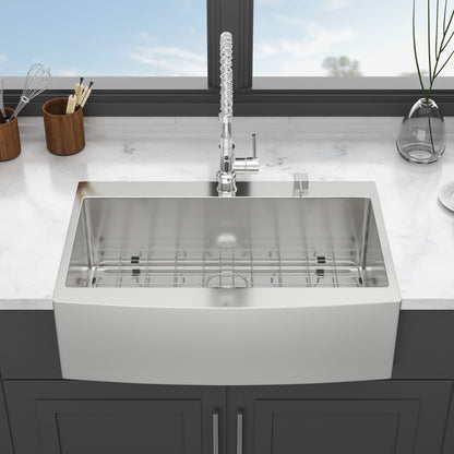 Farmhouse Style Topmount Apron Front Kitchen Sink With Easy Maintenance In Stainless Steel - Brushed Nickel