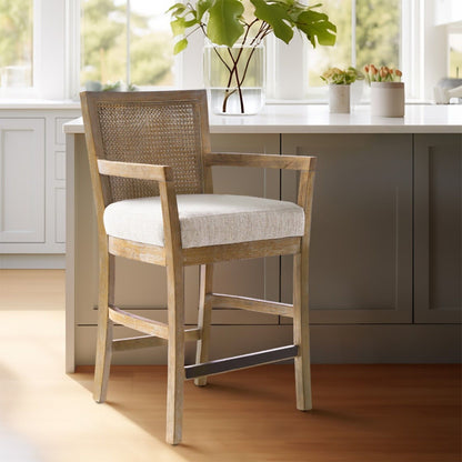 Counter Stool With Upholstered Seat - Cream / Reclaimed Natural