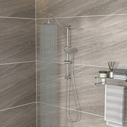 Round Shower Set With Dual Shower Heads And Hand Shower, 10" Top Spray - Brushed Nickel