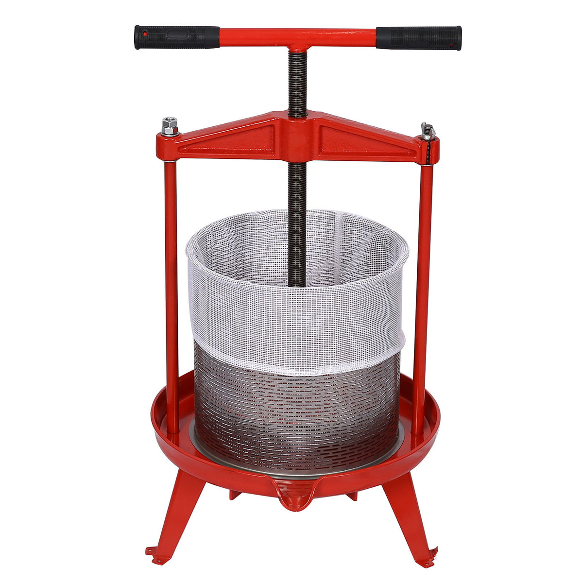 Fruit And Wine Press With T-Shaped Hand Shank, 3.69 Gallon / 14L - Red