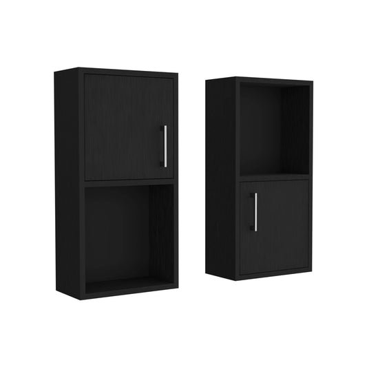 Botiquín de baño de pared Eak con dos puertas y dos estantes, color negro