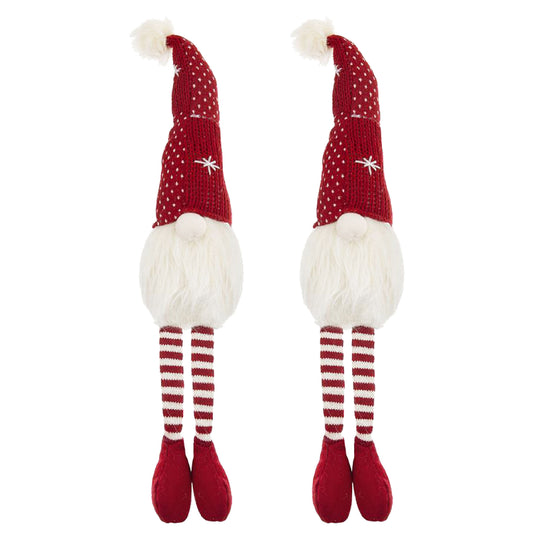 Christmas Gnomes Decorations, Christmas Table Home Ornaments For Holiday Party Gifts (Set of 2) - White / Red