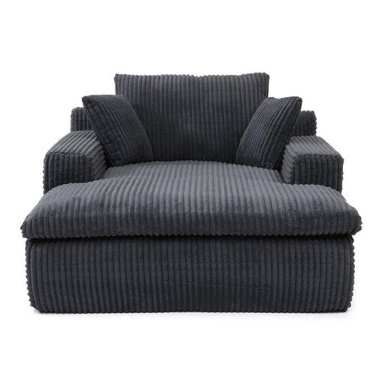Oversized Upholstered Chaise Lounge Chair Sleeper Couch - Gray