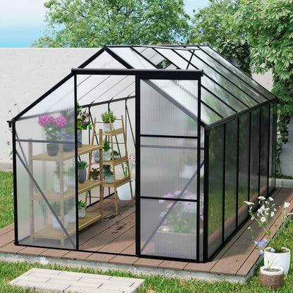 Polycarbonate house Raised Base And Anchor Aluminum Heavy Duty Walk-In houses For Outdoor Backyard In All Season