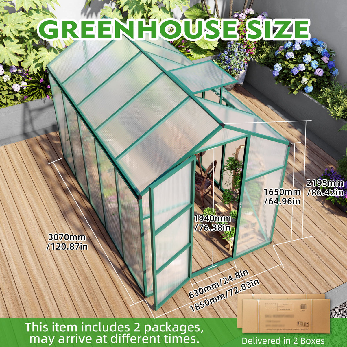 Polycarbonate Walk-In house, Raised Base For Outdoor In All Season