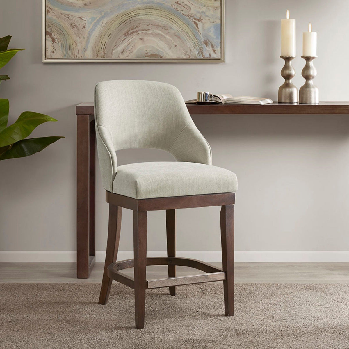 Counter Stool With Swivel Seat - Cream