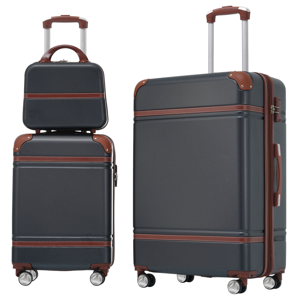 Conjunto de equipaje rígido de 3 piezas, maletas de 20"/28" y estuche para cosméticos, maleta con ruedas y cerradura TSA ligera.