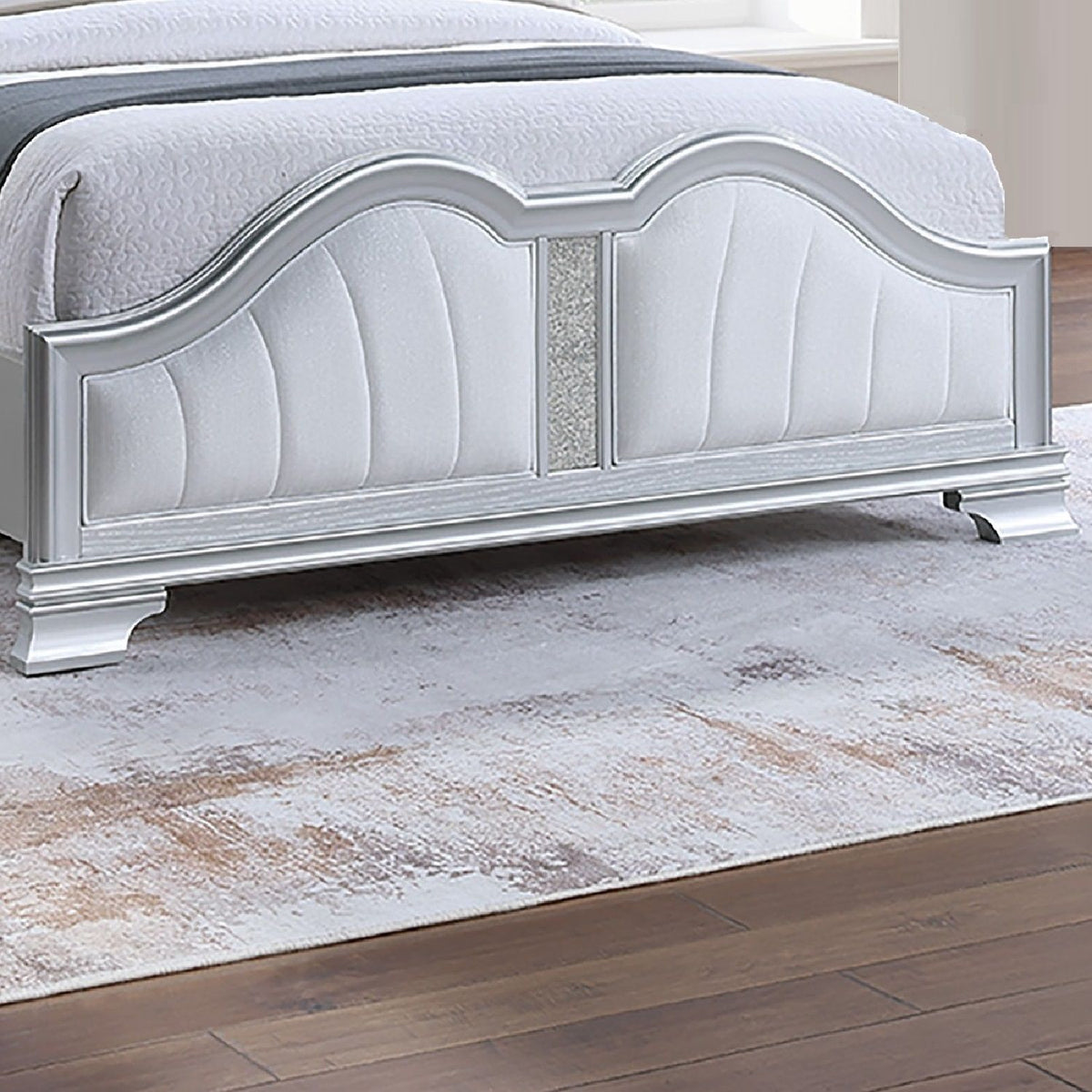 Eastern King Size Bed Built In USB LED Lighting - Silver