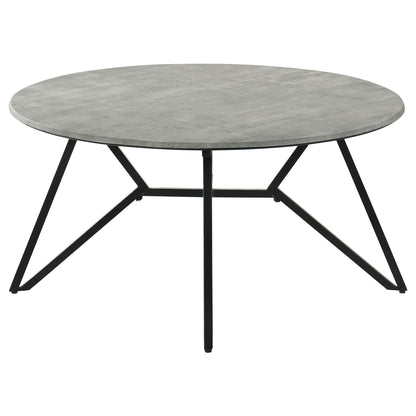 Travis - Round Top Coffee Table With Hairpin Legs - Gray / Black