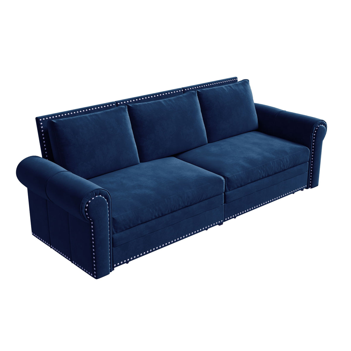 Pull Out Sofa Bed 3 In 1 Convertible Sleeper Sofa With Nailhead Trim & Rolled Arm, Multi Functional