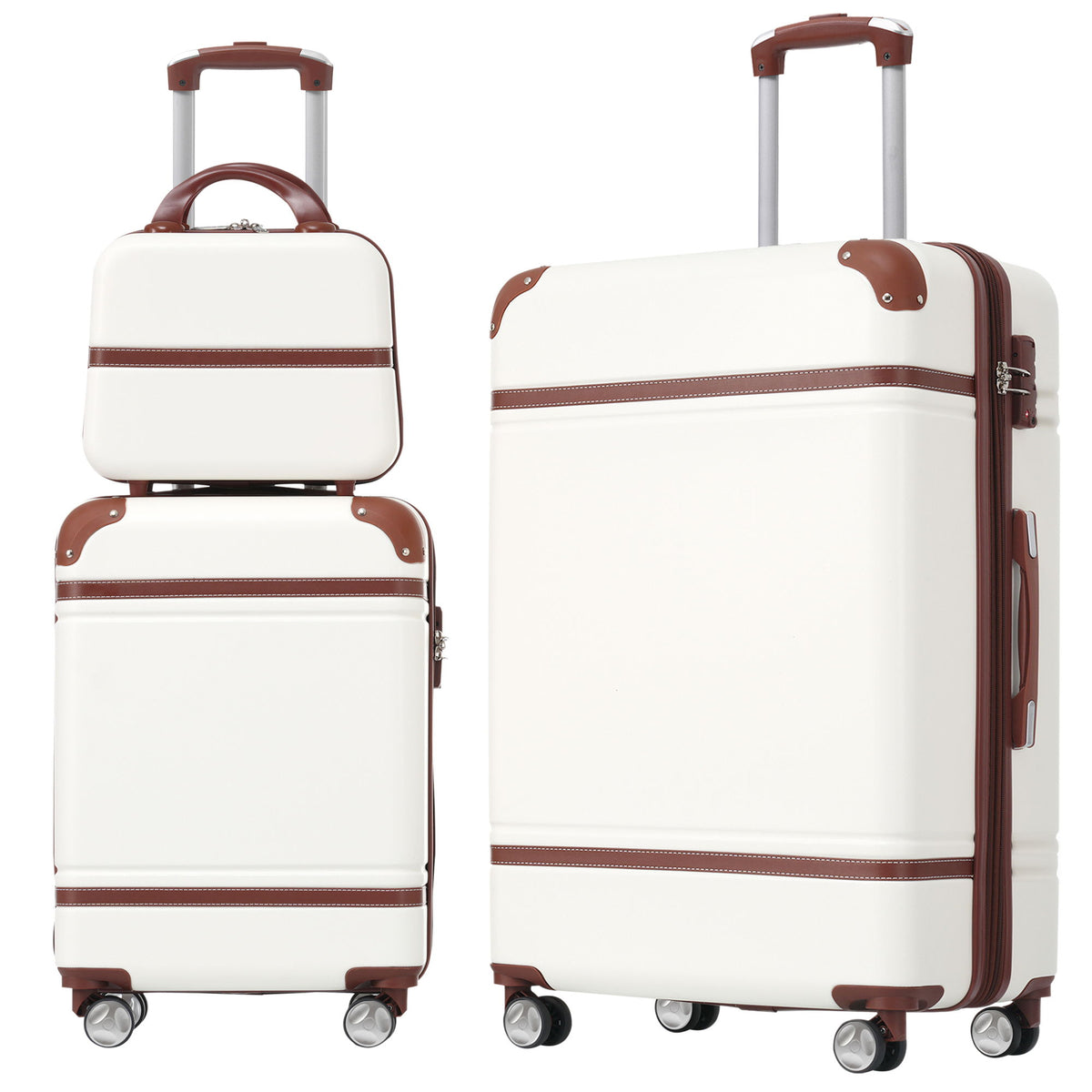 Conjunto de equipaje rígido de 3 piezas, maletas de 20"/28" y estuche para cosméticos, maleta con ruedas y cerradura TSA ligera.