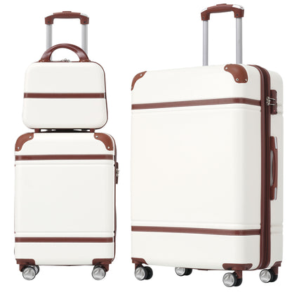 Conjunto de equipaje rígido de 3 piezas, maletas de 20"/28" y estuche para cosméticos, maleta con ruedas y cerradura TSA ligera.