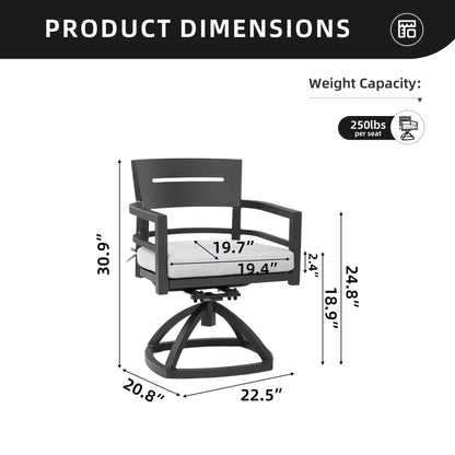 Outdoor Patio Swivel Rocker With Outdoor Grade Sunbrella Fabric Cushions (Set of 2) - Ember Black