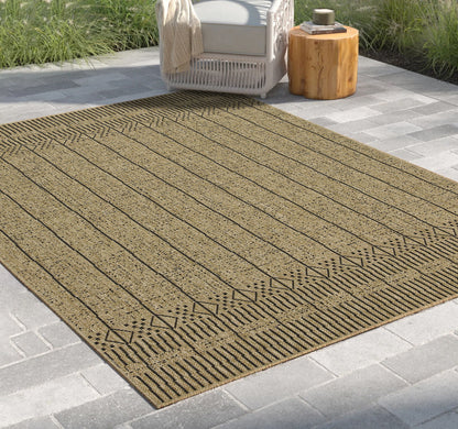 Alfombra Earth de polipropileno, 2,28 m x 3,18 m, para interior y exterior, de yute y color negro.