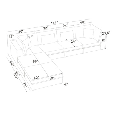 Upholstered Modular Sectional & Custom Configuration And Toss Pillows