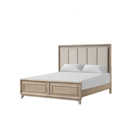 Eastern King Size Bed With Padded Headboard - Oak