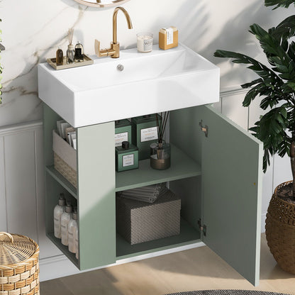 Modern Floating Bathroom Vanity With Ceramic Basin Perfect For Small Bathrooms