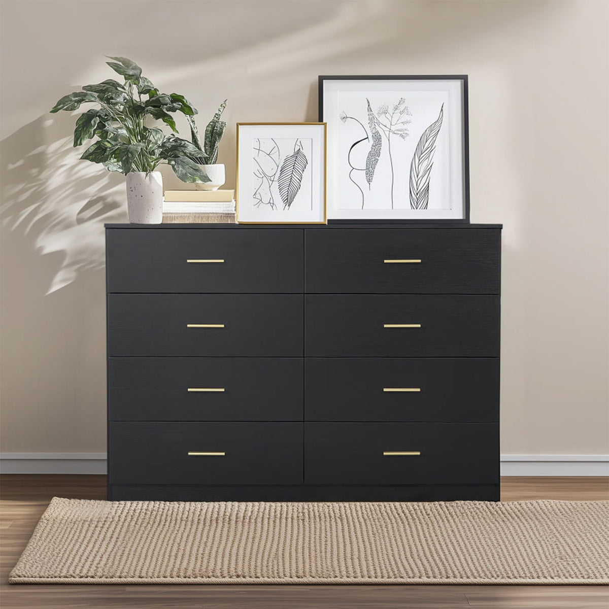 Modern Drawer Dresser For Bedroom, Ample Storage Wide Chest Of Drawers