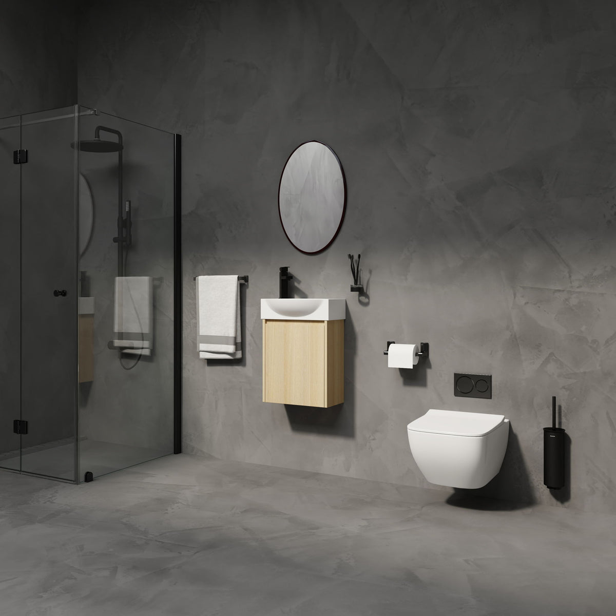 Modern Bathroom Vanity With Ceramic Basin, Wall Mounted Floating Sink Combo, Storage Cabinet