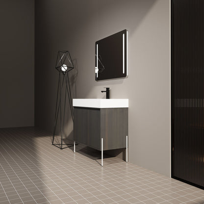 Freestanding Bathroom Vanity With Resin Sink And Storage Cabinet