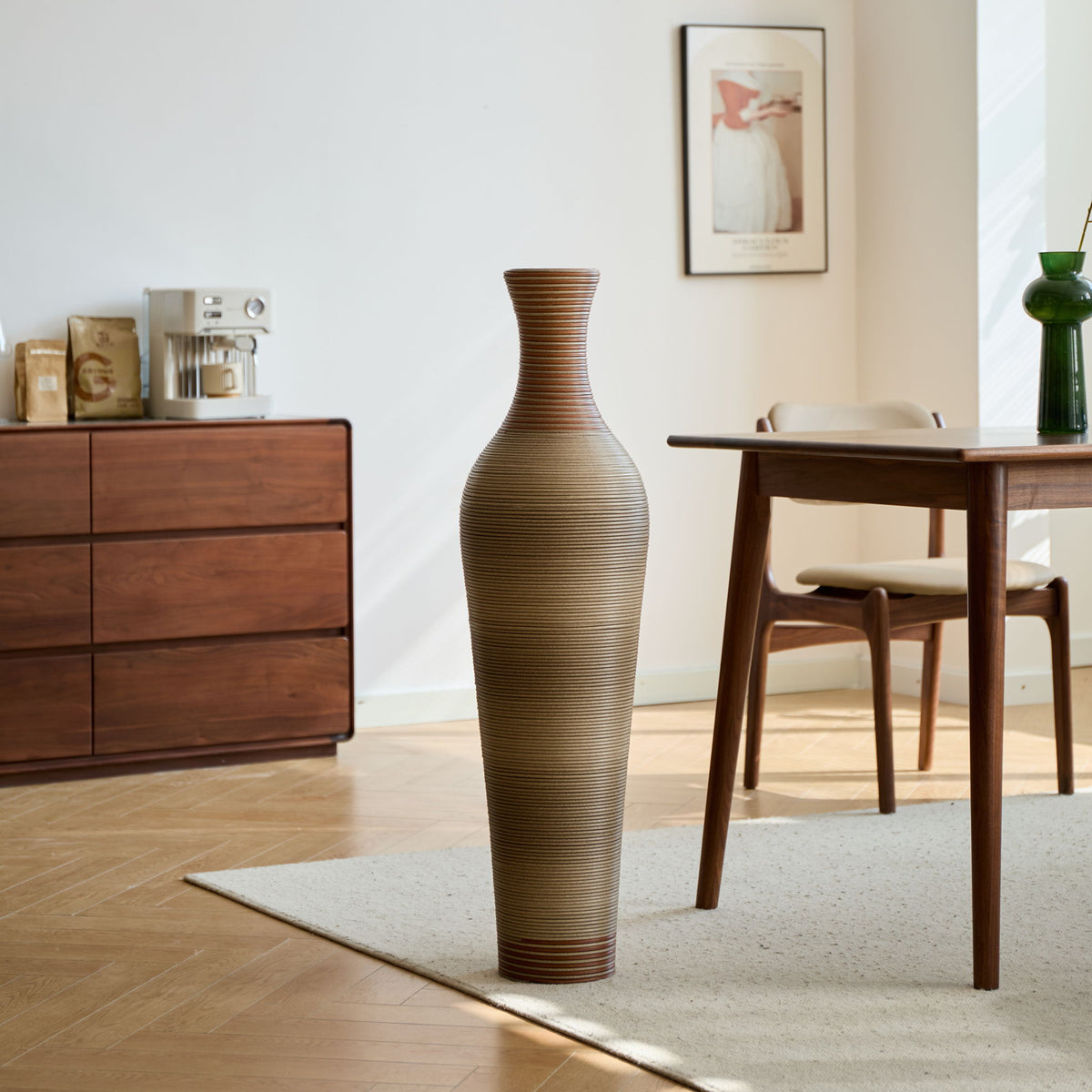 Tall Vase - Brown Decorative Floor Vase, Classic Neat Floor Vase Tall Freestanding Flower Holder, Artificial Rattan Vase, Floor Vase, Flower Holder For Home Decor - Gray