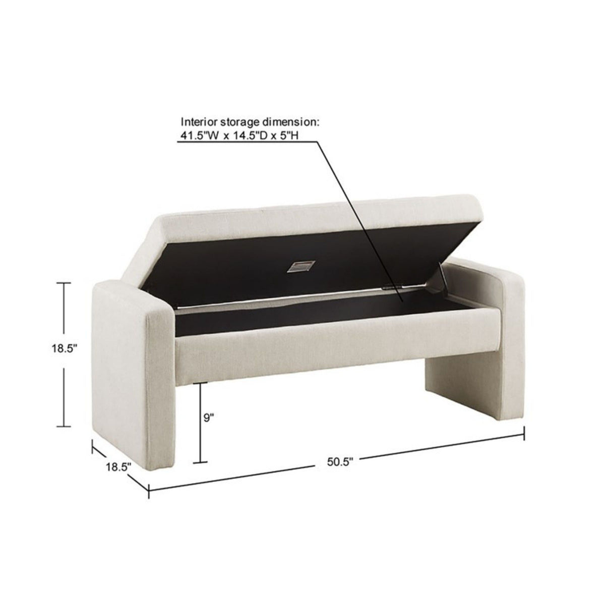 Soft Close Storage Bench - Cream