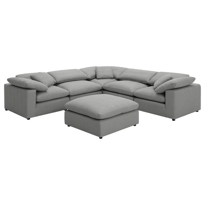 Segoura - 6 Piece Upholstered Modular Sectional With Ottoman - Gray