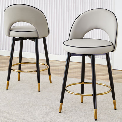 Modern Upholstered 360° Rotatable Bar Chair With Metal Legs For Dining Room (Set of 2)