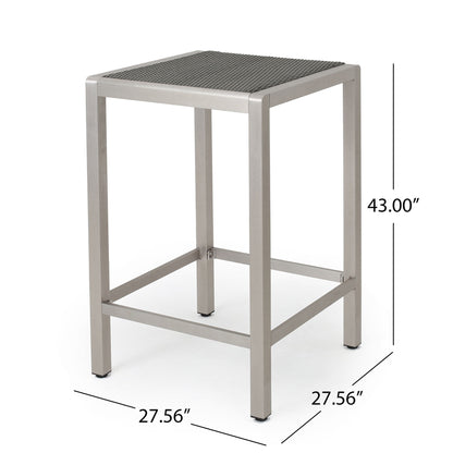Outdoor 43" Aluminum Bar Table With Rattan Table Top - Gray