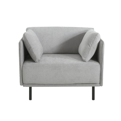 Vintage Lounge Chair With Polyester Upholstery, Solid Wood Frame & Steel Legs - Gray
