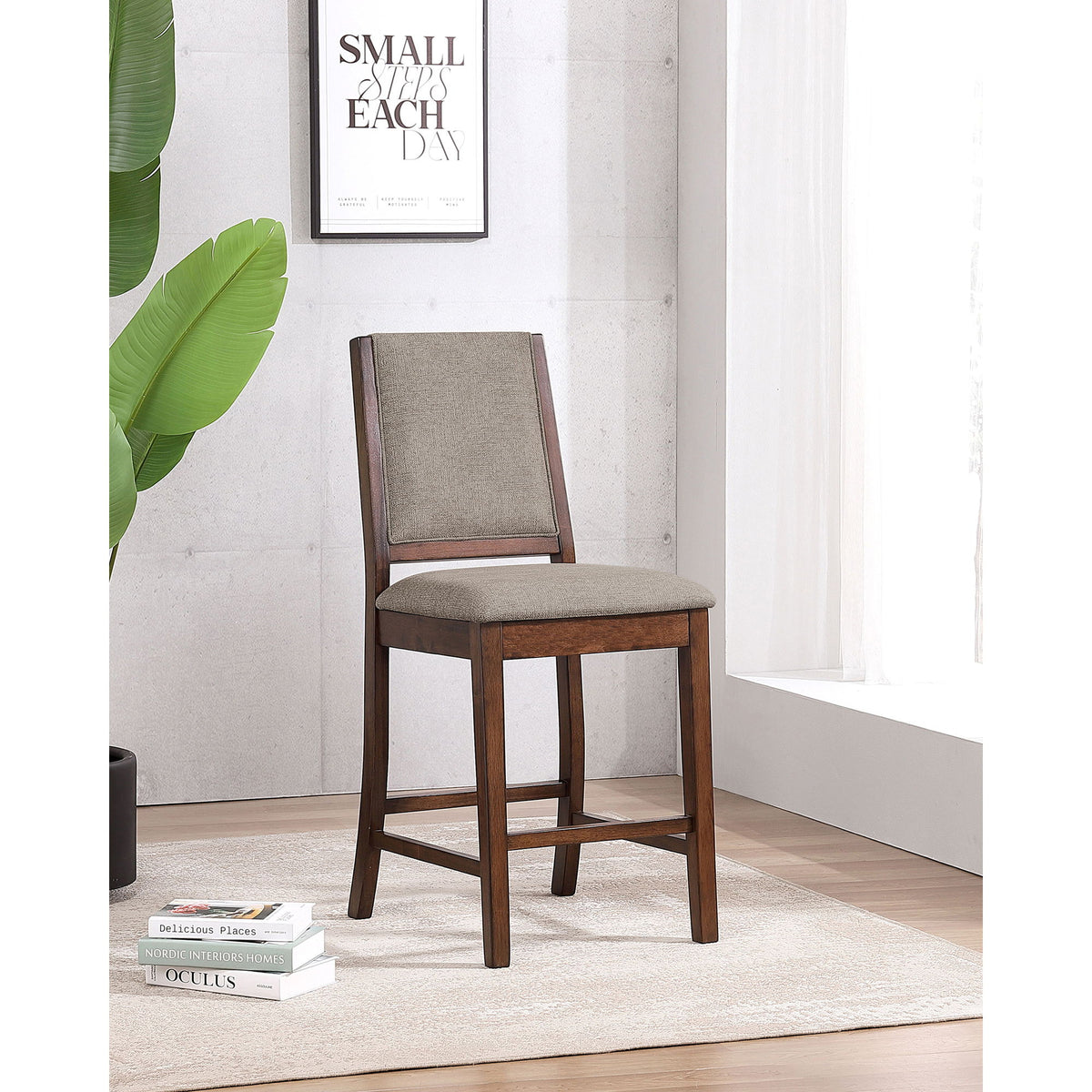 Allen - Upholstered Counter Chair (Set of 2) - Oak
