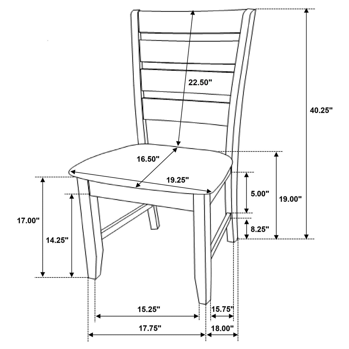 Padded Seat Side Chairs With Tapered Slats (Set of 2)