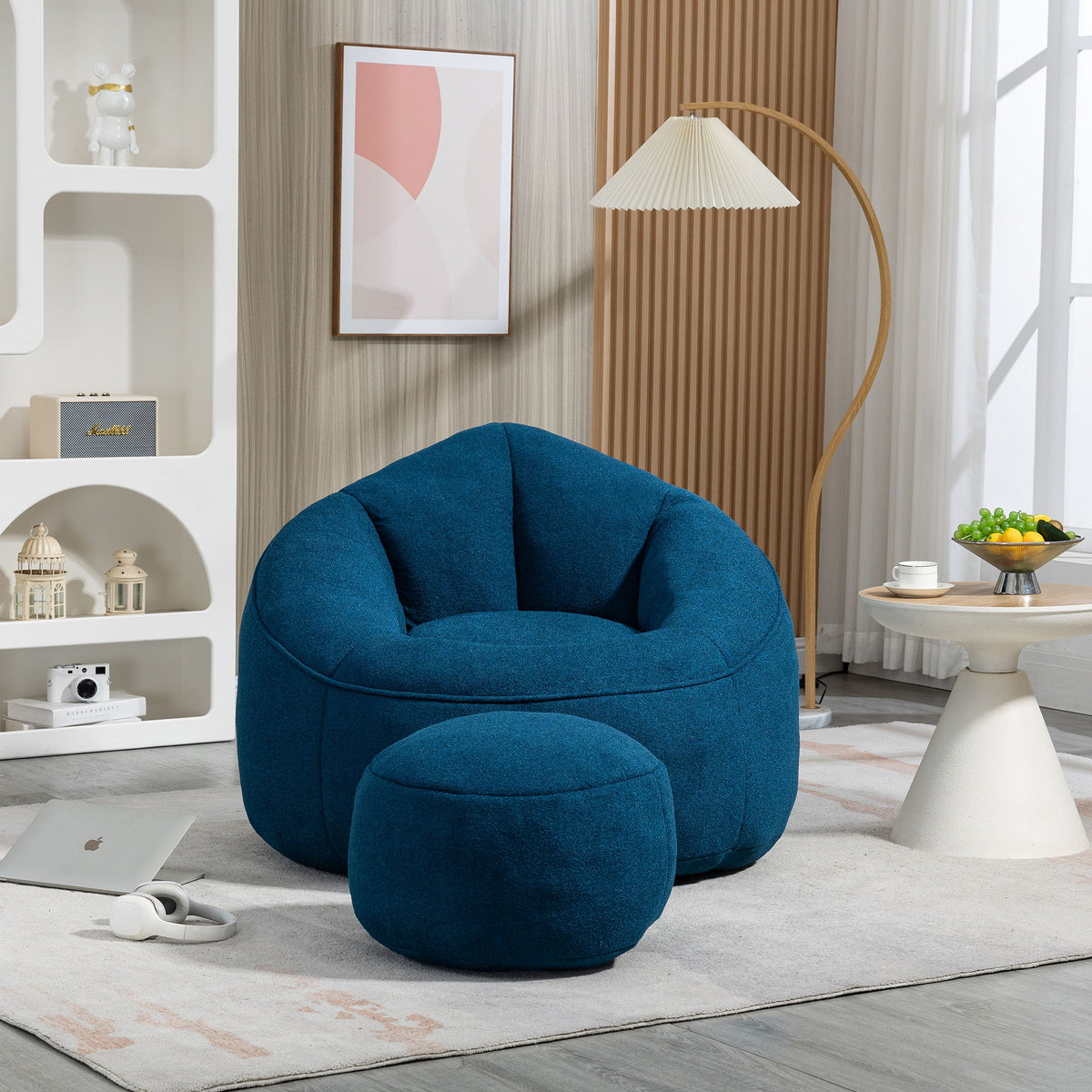 Bedding Bean Bag Sofa Chair High Pressure Foam With Footrest