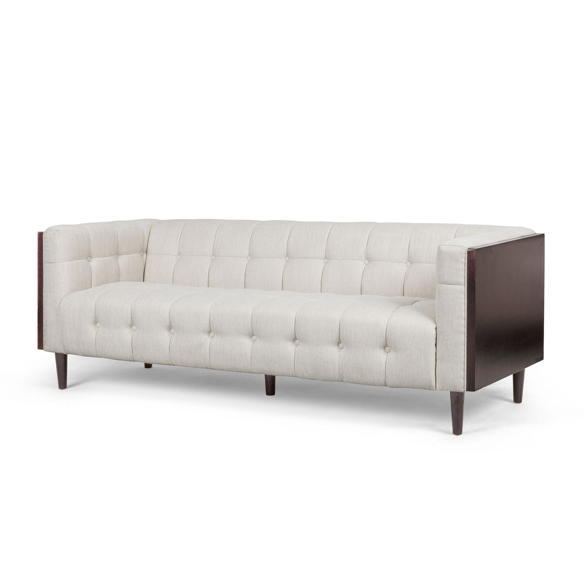 Contemporary Mid-Century Charm 3 Seater Sofa With Button Tufted Waffle Stitching