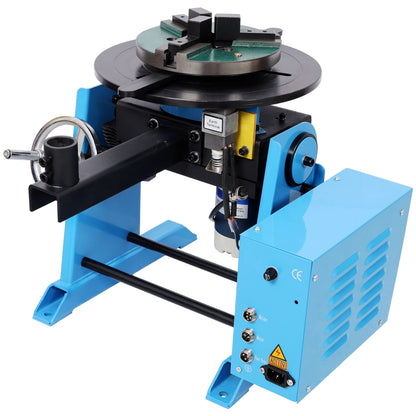 Heavy Duty Rotary Welding Positioner Turntable Table With Manual Tilt And 3 Jaw Lathe Chuck - Blue