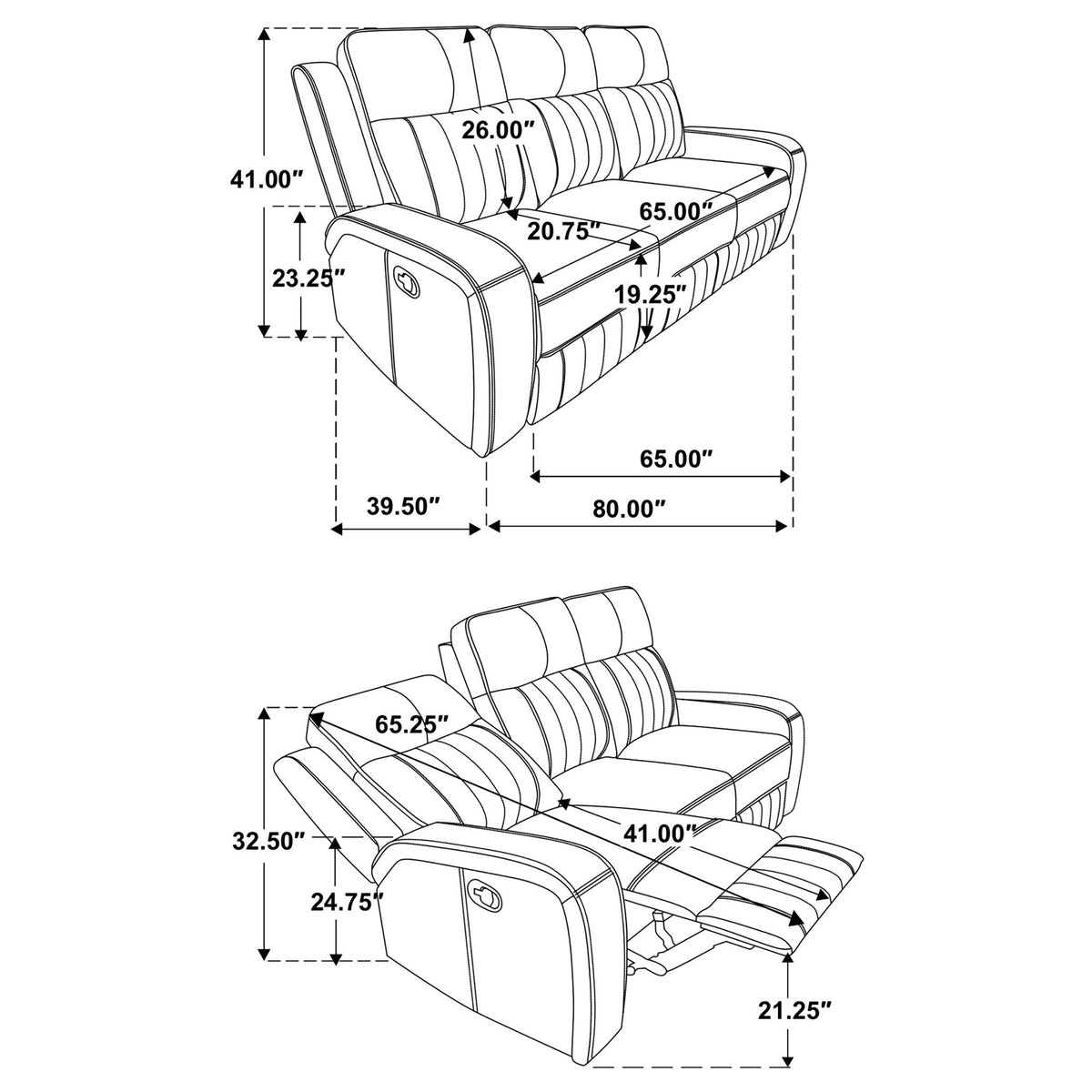 Forrest - 2 Piece Motion Reclining Sofa Set - Gray