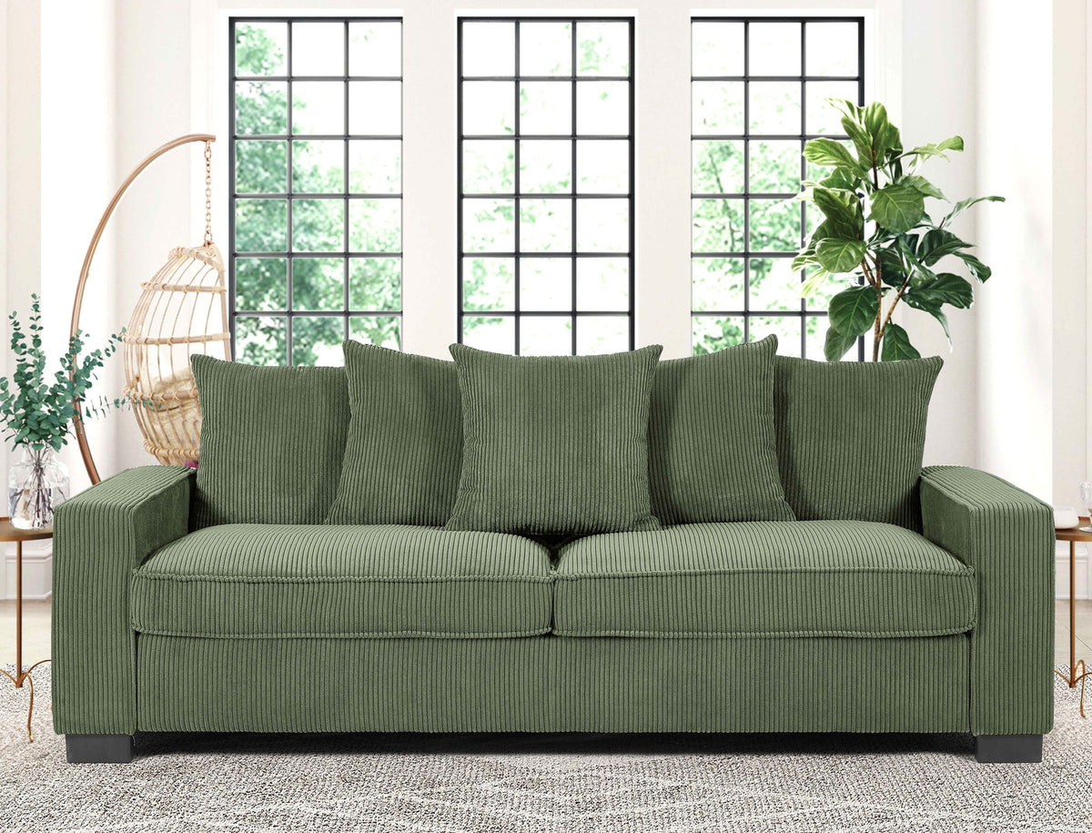 Luxe Sofa With 5 Matching Toss Pillows, Sleek Design, Spacious And Comfortable 3 Seater Couch