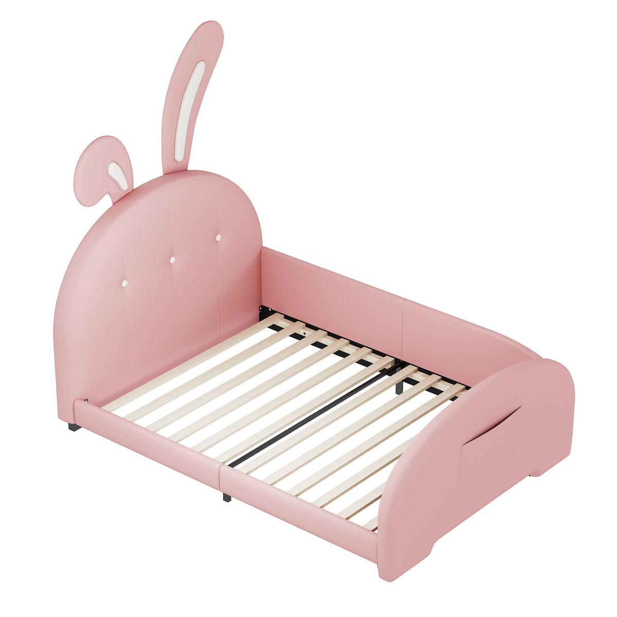 Upholstered Rabbit-Shape Princess Bed With Headboard And Footboard