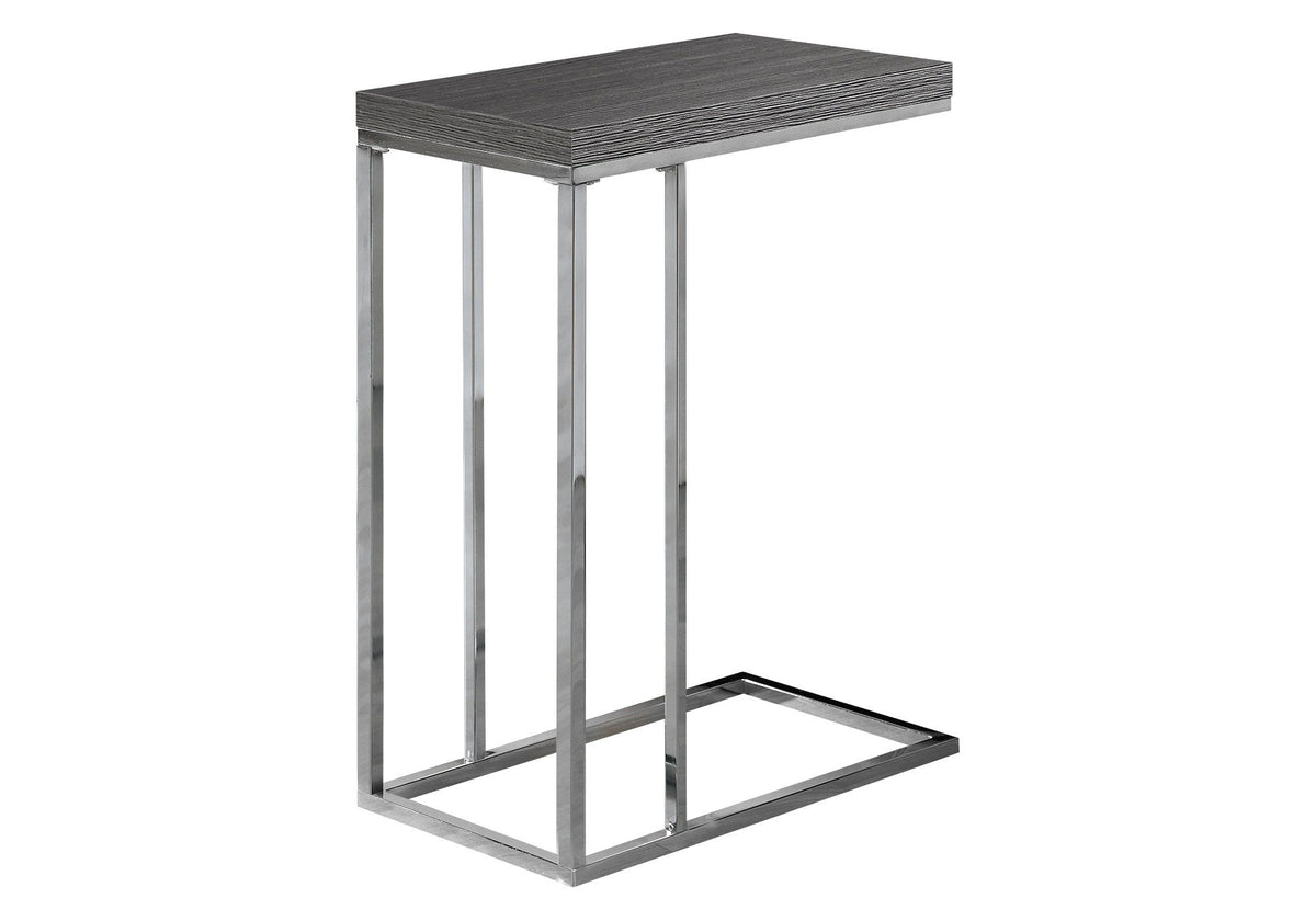 Mesa auxiliar en forma de C, vidrio templado, diseño elegante, contemporáneo y moderno.