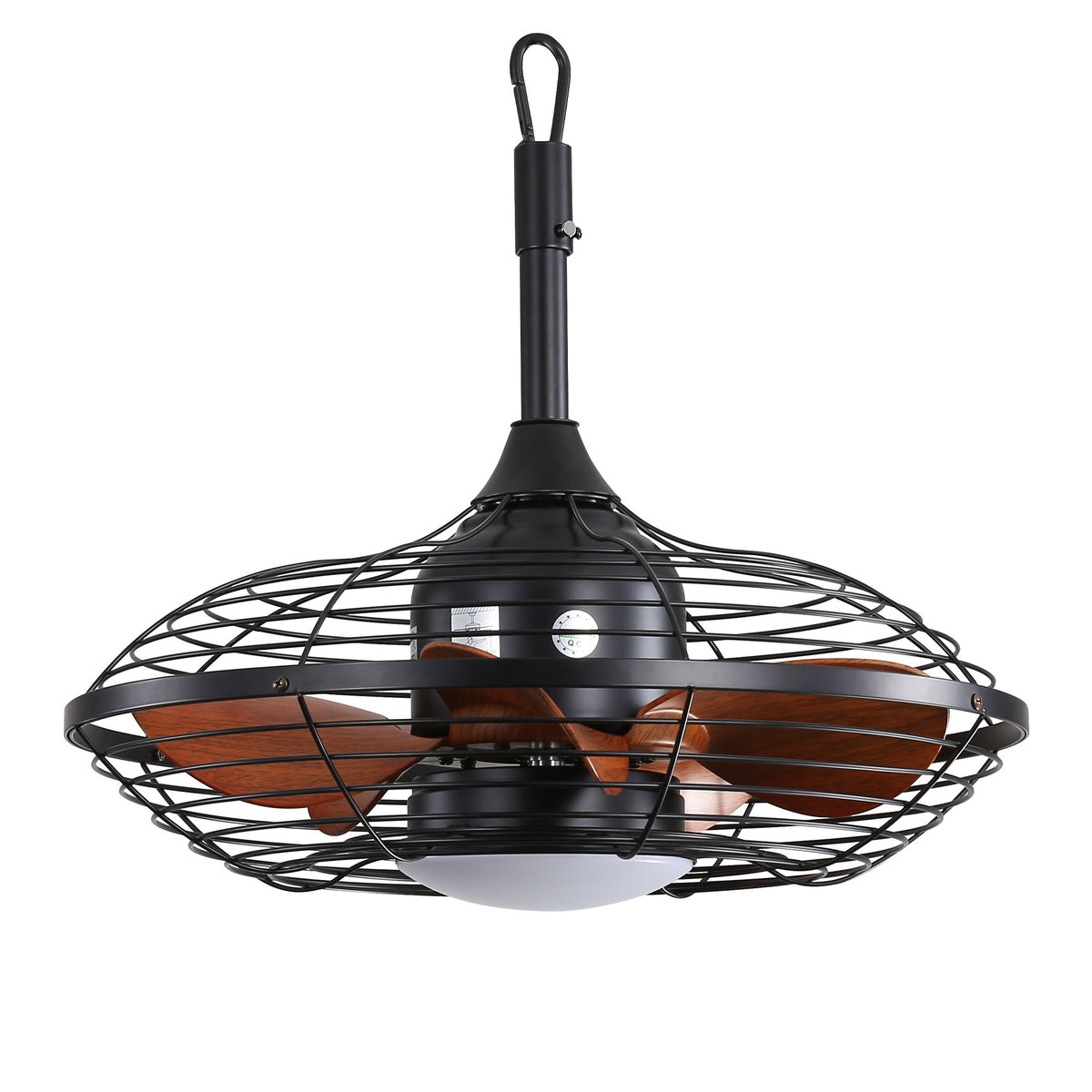 Outdoor Ceiling Fan With DC Motor And LED Light, Blades, Reversible For Patios - Black