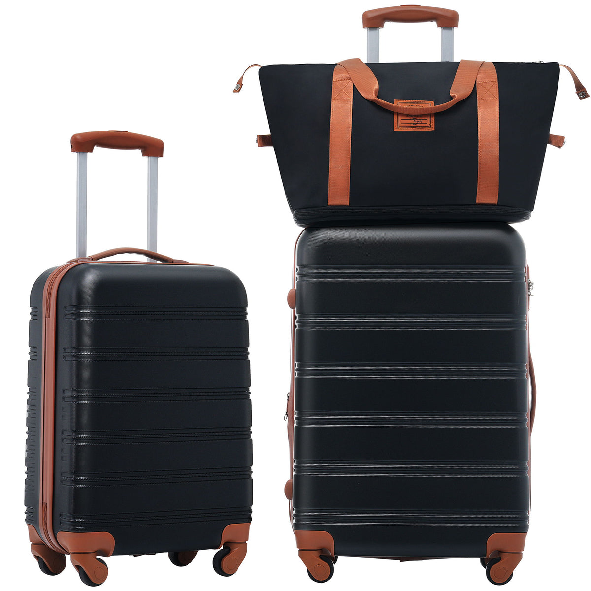 Conjunto de equipaje rígido de 2 piezas + maleta con ruedas y candado TSA ligero de 20"/24"