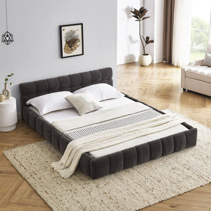 Modern Platform Bed Frame With Thick Fabric