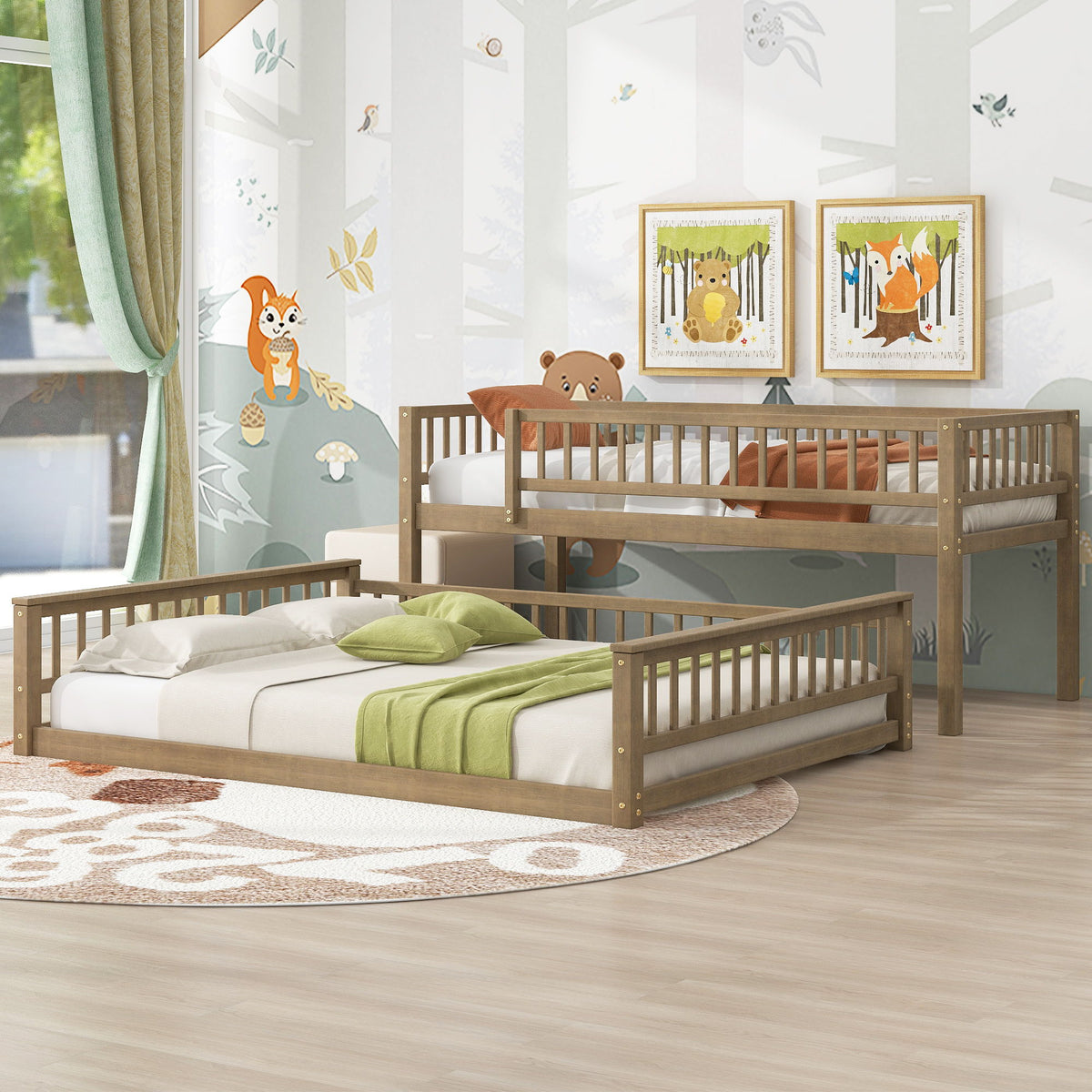 Bunk Bed With Ladder And Guardrails