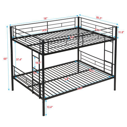Modern Metal Bunk Bed, Full Over Full, No Box Spring Needed - Black