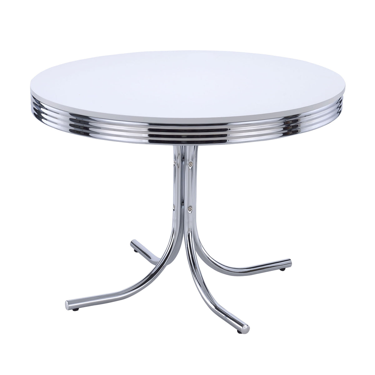 Marla - 5 Piece Dining Set With Round Table And Upholstered Chairs - White