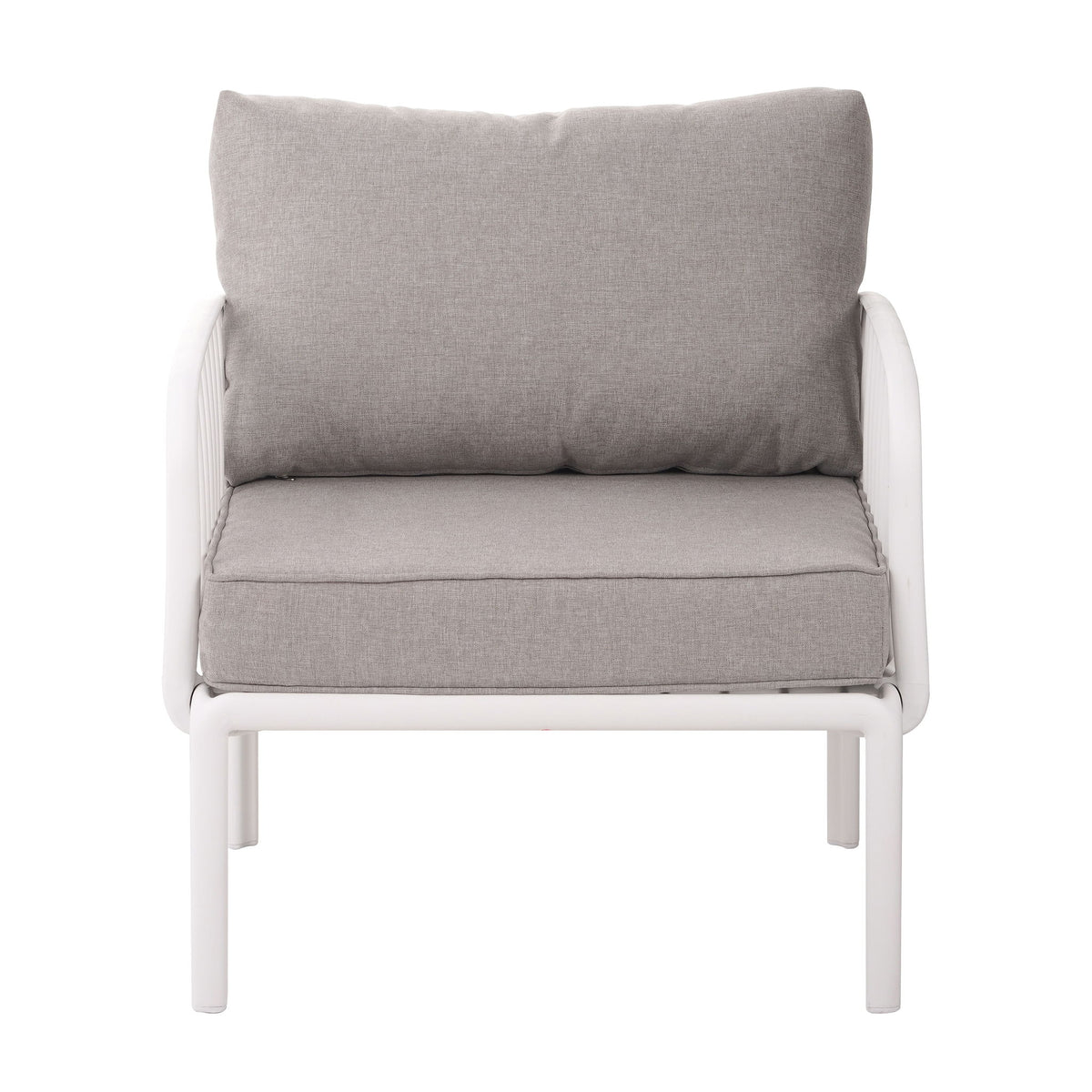 Outdoor Patio Club Chair, Modern Patio Furniture, Waterproof Thick Cushion Deep Seating For Porch, Balcony - White / Gray