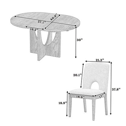 Topmax - 5 Piece Modern Extendable Round Dining Table Set With Removable Leaf For Small Places