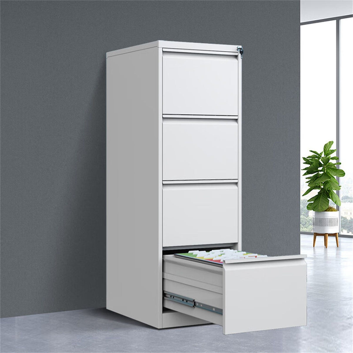 Durable Metal 3 Drawer File Cabinet With Lock For Office Storage