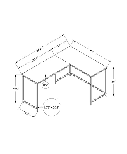 Escritorio de computadora, oficina en casa, esquina, forma de L, portátil, aspecto mármol, contemporáneo y moderno