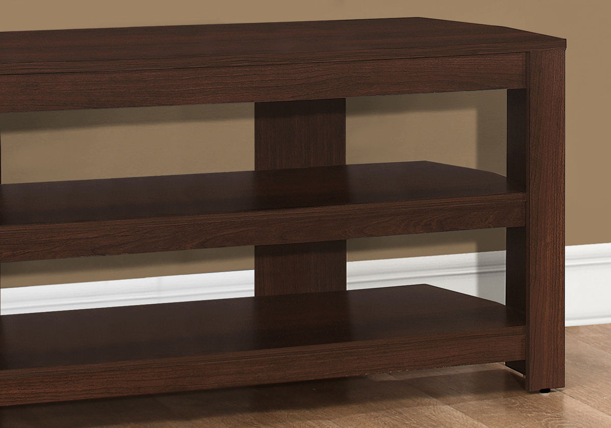 Mueble de TV, consola, centro de entretenimiento multimedia, estantes de almacenamiento, contemporáneo y moderno - Cereza
